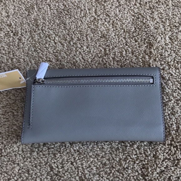 NWT! MICHAEL Michael Kors large trifold jet set ash grey wallet - Picture 2 of 6